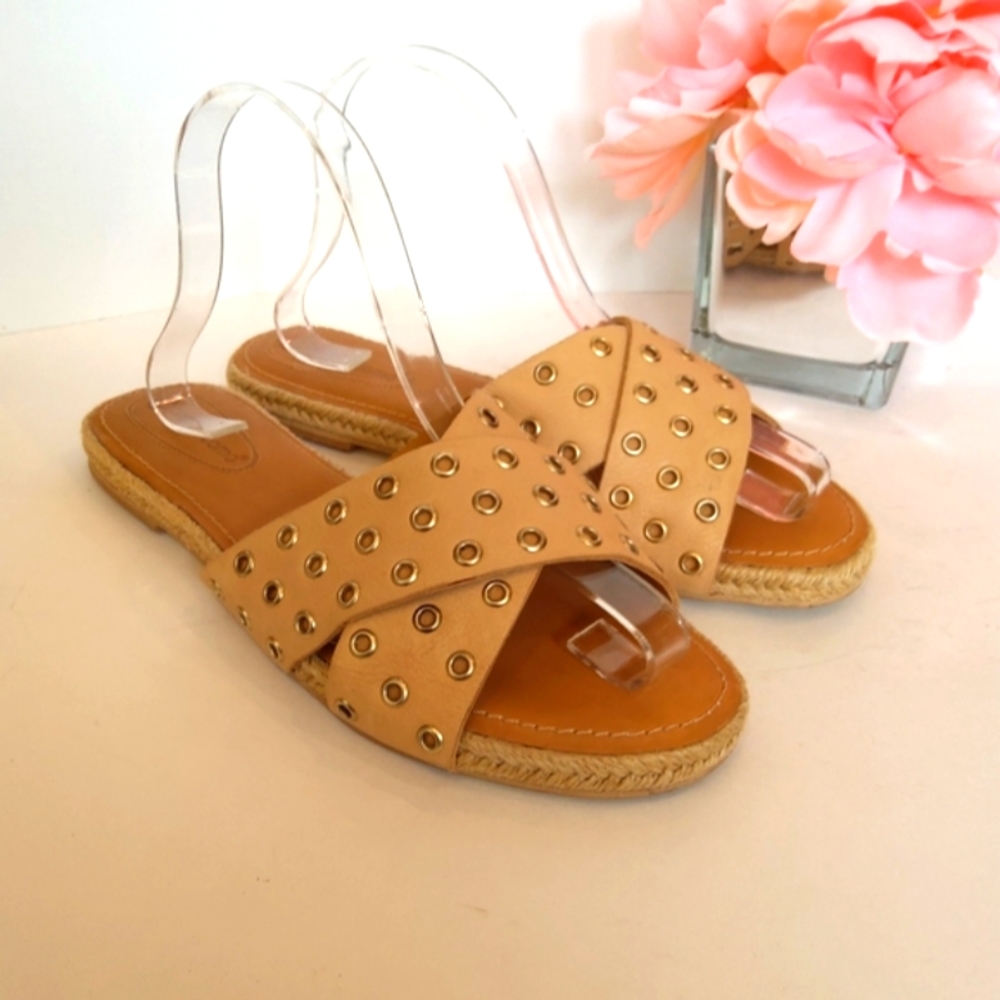 Corso Como camel color  leather slide sandals